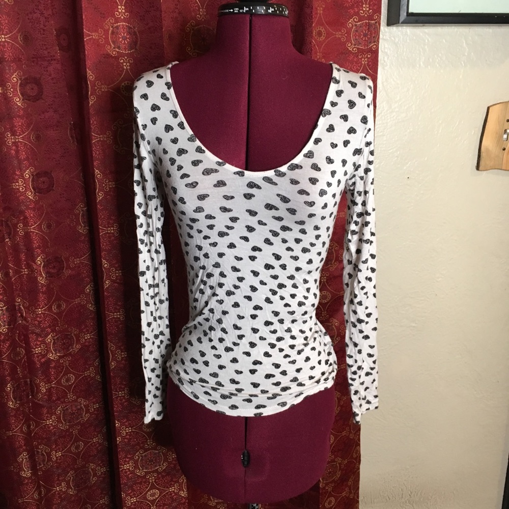 White heart cut out long sleeve